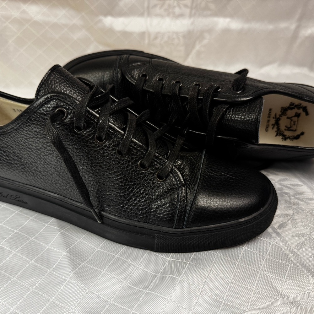 Del Torro Handmade in Italy Black Leather Sneakers with Minimalist Design